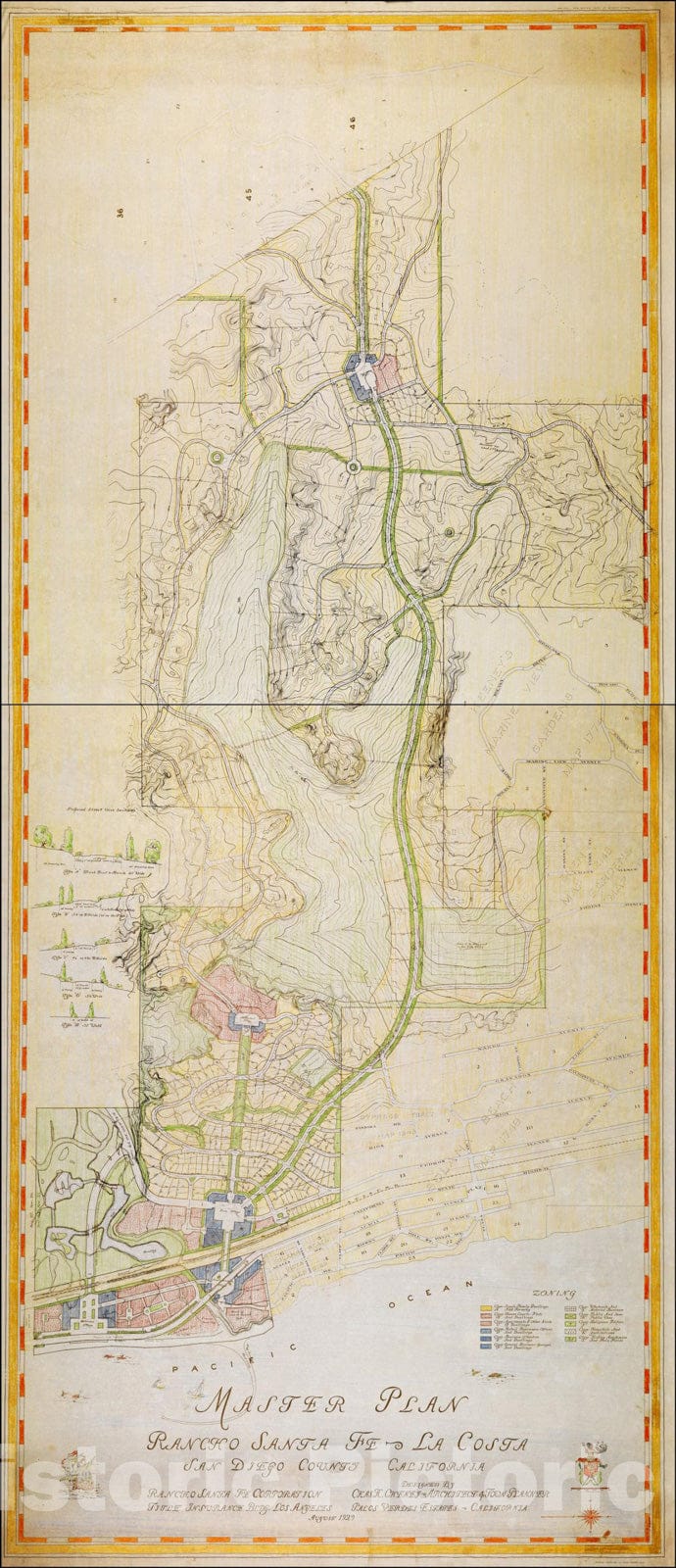 Historic Map : Master Plan, 1929, Charles Henry Cheney, Vintage Wall Art