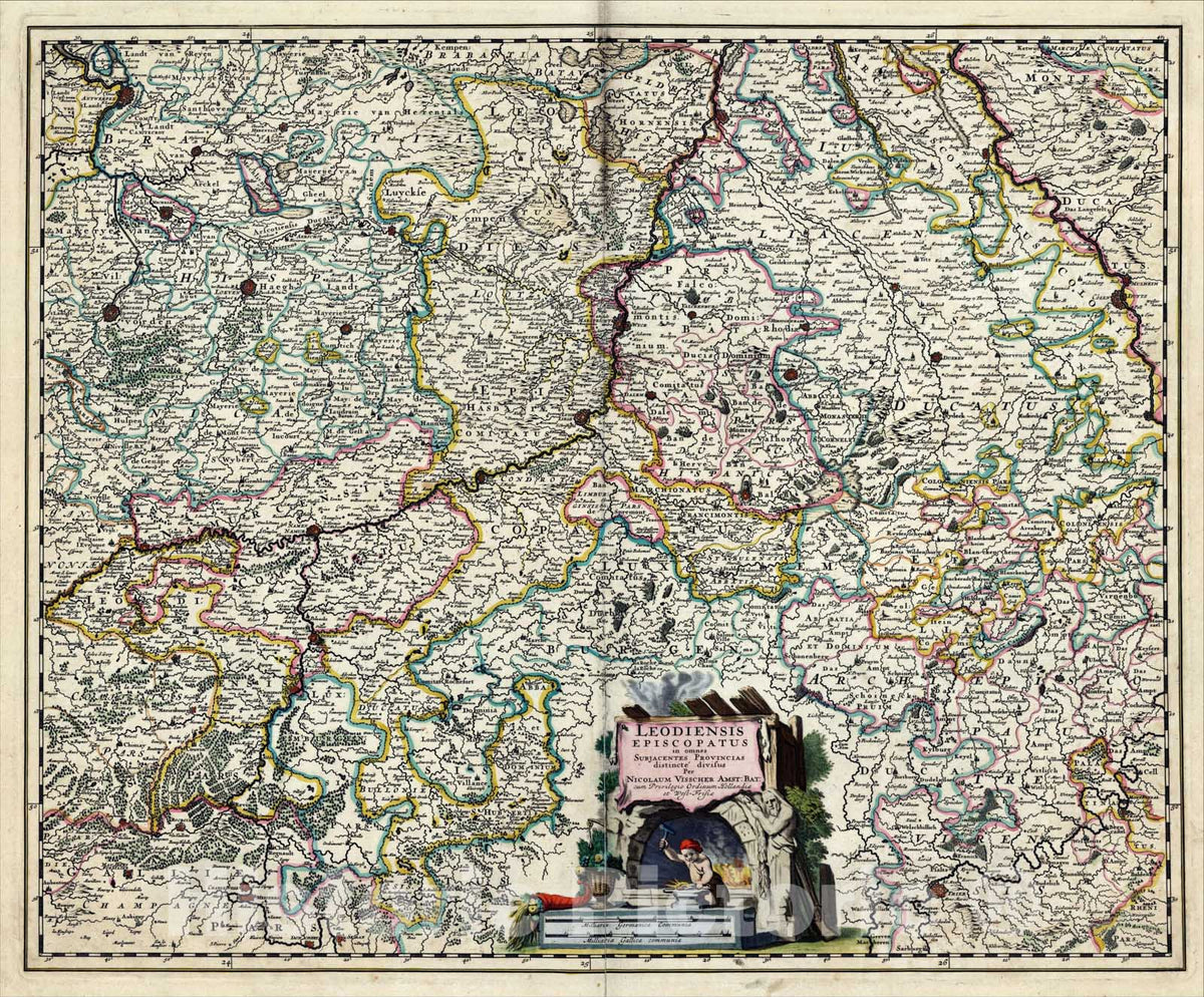 Historic Map : Leodiensis Episcopatus in omnes Subjacentes Provincias, c1688, , Vintage Wall Art