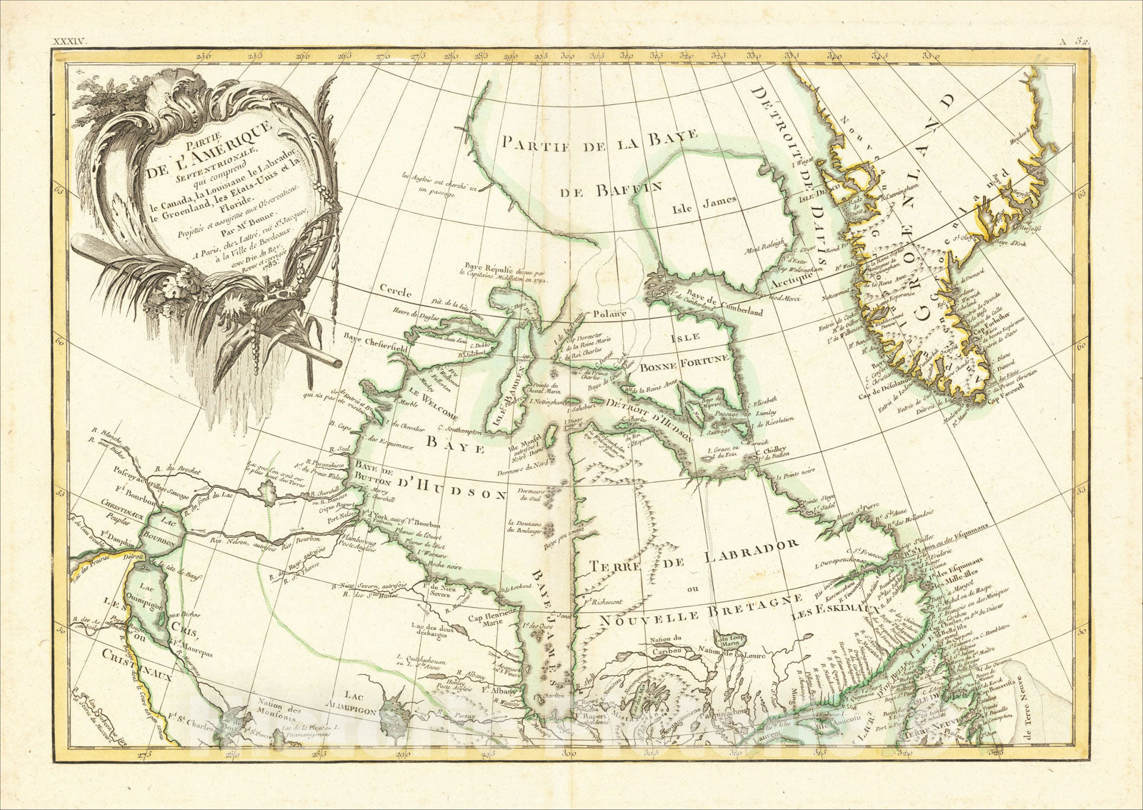 Historic Map : Partie De L'Amerique Septentrionale, qui comprend le Canada, la Louisiane, le Labrador, 1771, v2, Vintage Wall Art