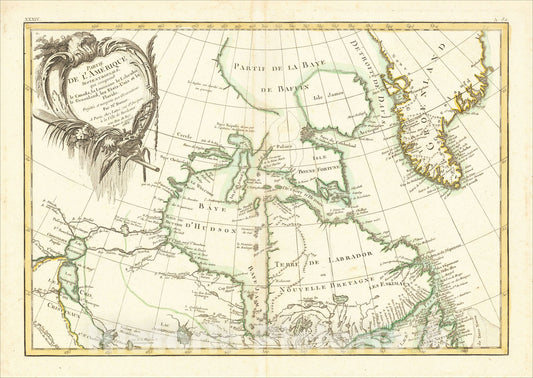 Historic Map : Partie De L'Amerique Septentrionale, qui comprend le Canada, la Louisiane, le Labrador, 1771, v2, Vintage Wall Art