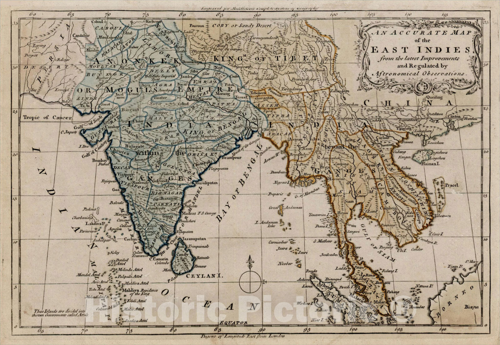 Historic Map : An Accurate Map of the East Indies from the Latest Improvements and Regulated by Astronomical Observations, 1779, , Vintage Wall Art