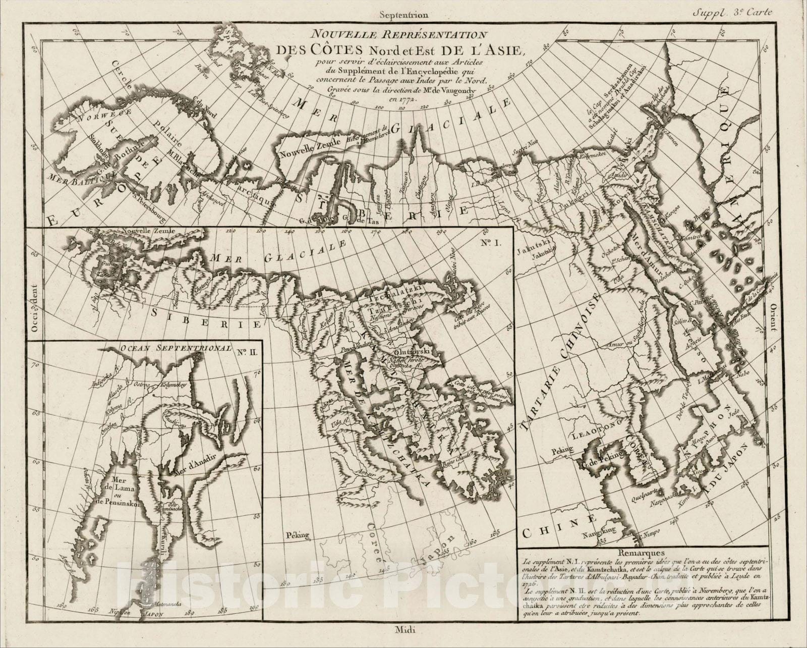 Historic Map : Nouvelle Representation Des Cotes Nord et Est De L'Asie, 1772, , Vintage Wall Art