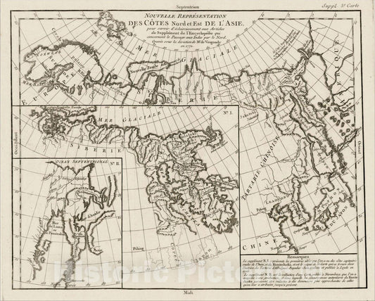 Historic Map : Nouvelle Representation Des Cotes Nord et Est De L'Asie, 1772, , Vintage Wall Art
