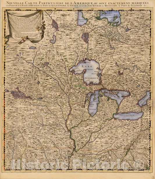 Historic Map : Carte Particuliere de L'Amerique, ou sont exactement Marquees une Partie de la Baye d'Hudson, c1740, Covens & Mortier, Vintage Wall Art