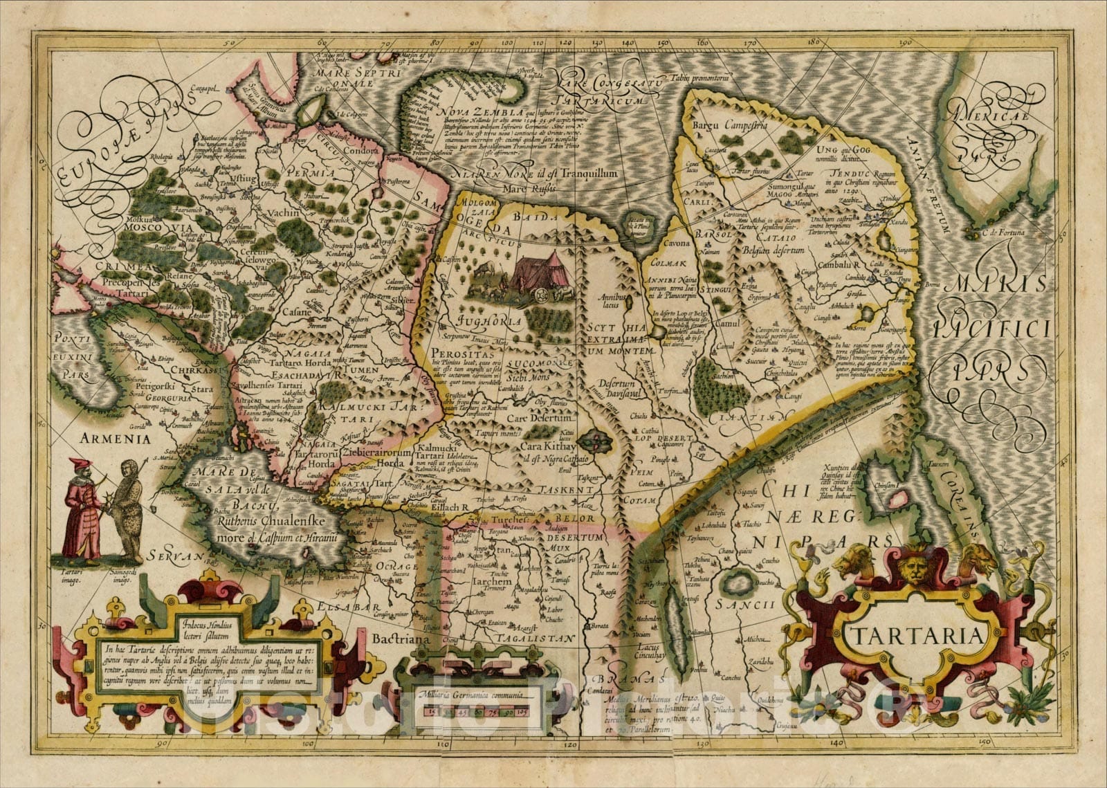 Historic Map : Tartaria, 1606, Jodocus Hondius, Vintage Wall Art