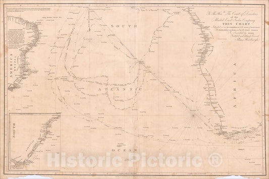 Historic Map : Chart For Navigating to, from, and in the East Indies, 1814, , Vintage Wall Art