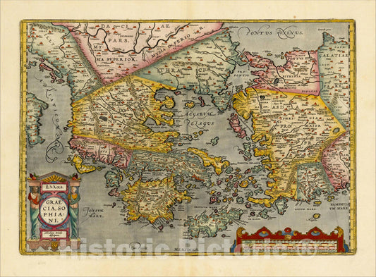 Historic Map : Graecia Sophiani , 1609, Abraham Ortelius, Vintage Wall Art