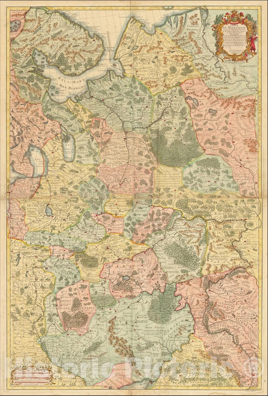 Historic Map : Carte de Moscovie dresse par G. de L'Isle, c1710, Joseph Nicholas de L'Isle, Vintage Wall Art