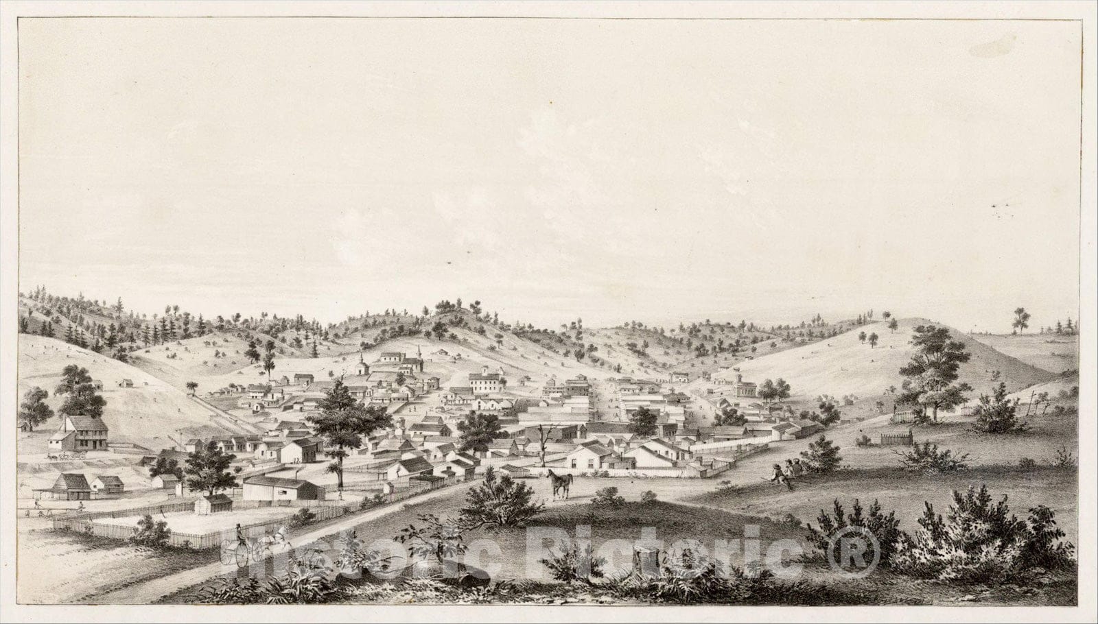 Historic Map : [Sonora, Tuolumne County, Southern Mines, California], c1854, Kuchel & Dresel, Vintage Wall Art