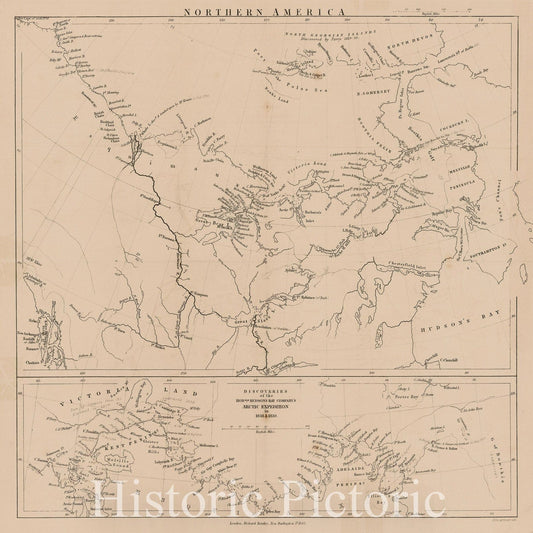 Northern America - Hudson's Bay Company Arctic Expedition, 1843 | Historical Map Print