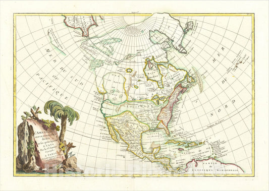 Historic Map : L'Amerique Septentrionale divisee en ses principaux Etats?1762 [Sea of the West], 1762, Jean Janvier, v2, Vintage Wall Art
