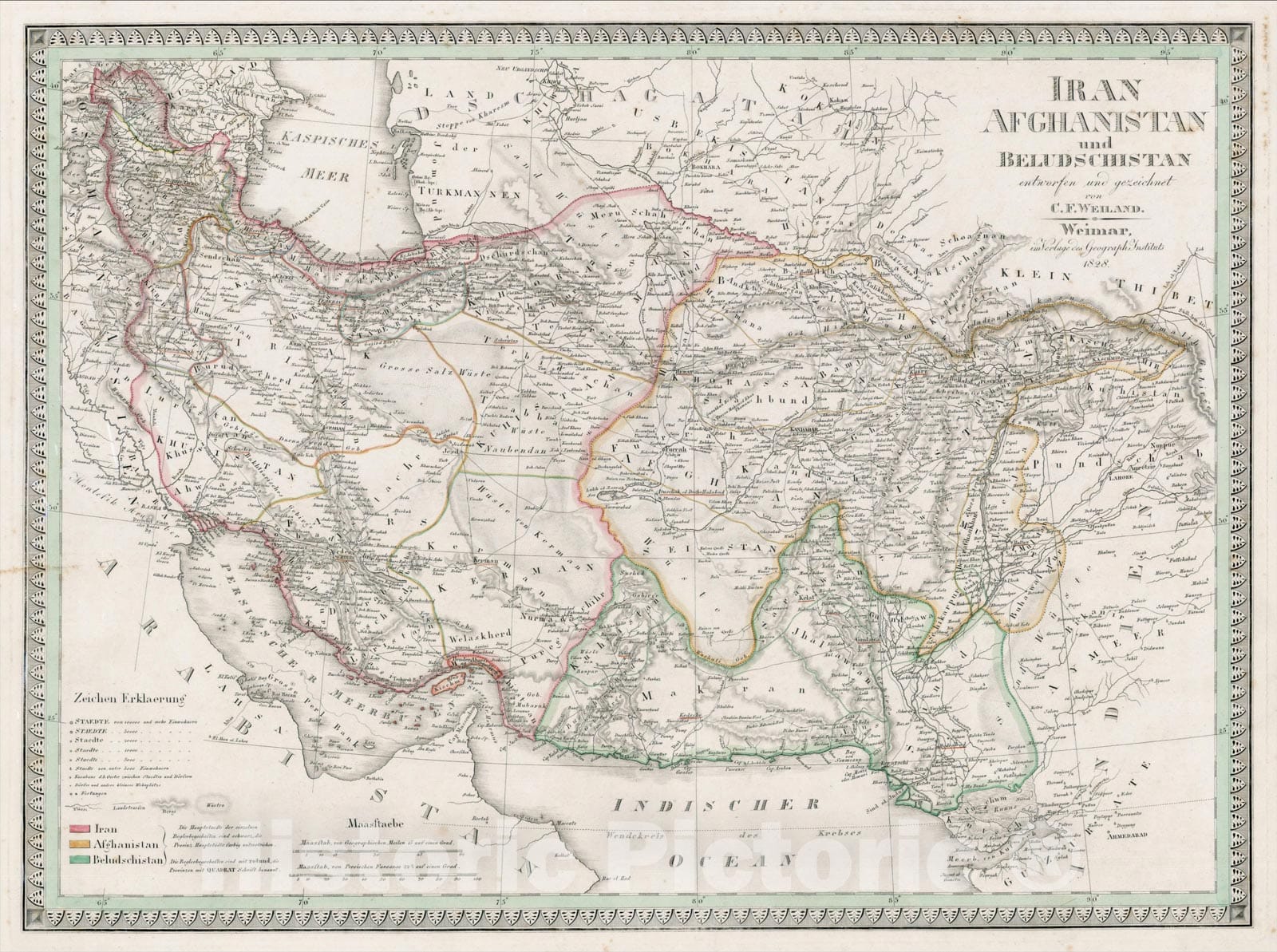 Historic Map : Iran Afghanistan und Beluschistan, 1828, 1828, , Vintage Wall Art