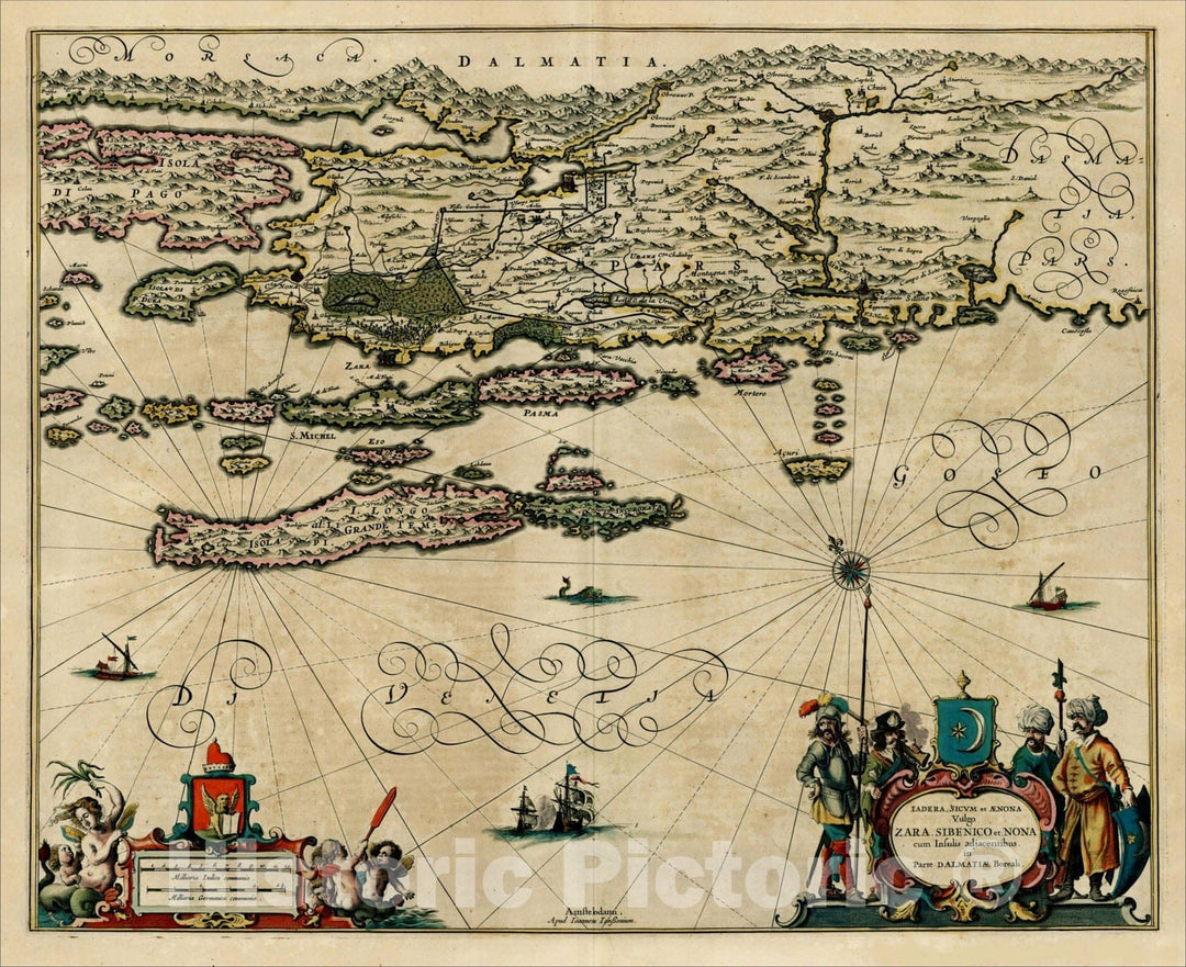 Historic Map : Iadera, Sicum et Aenona vulgo Zara, Sibenico et Nona cum Insulis Adjacentibus in Parte Dalmatiae Boreali, 1650, Jan Jansson, Vintage Wall Art