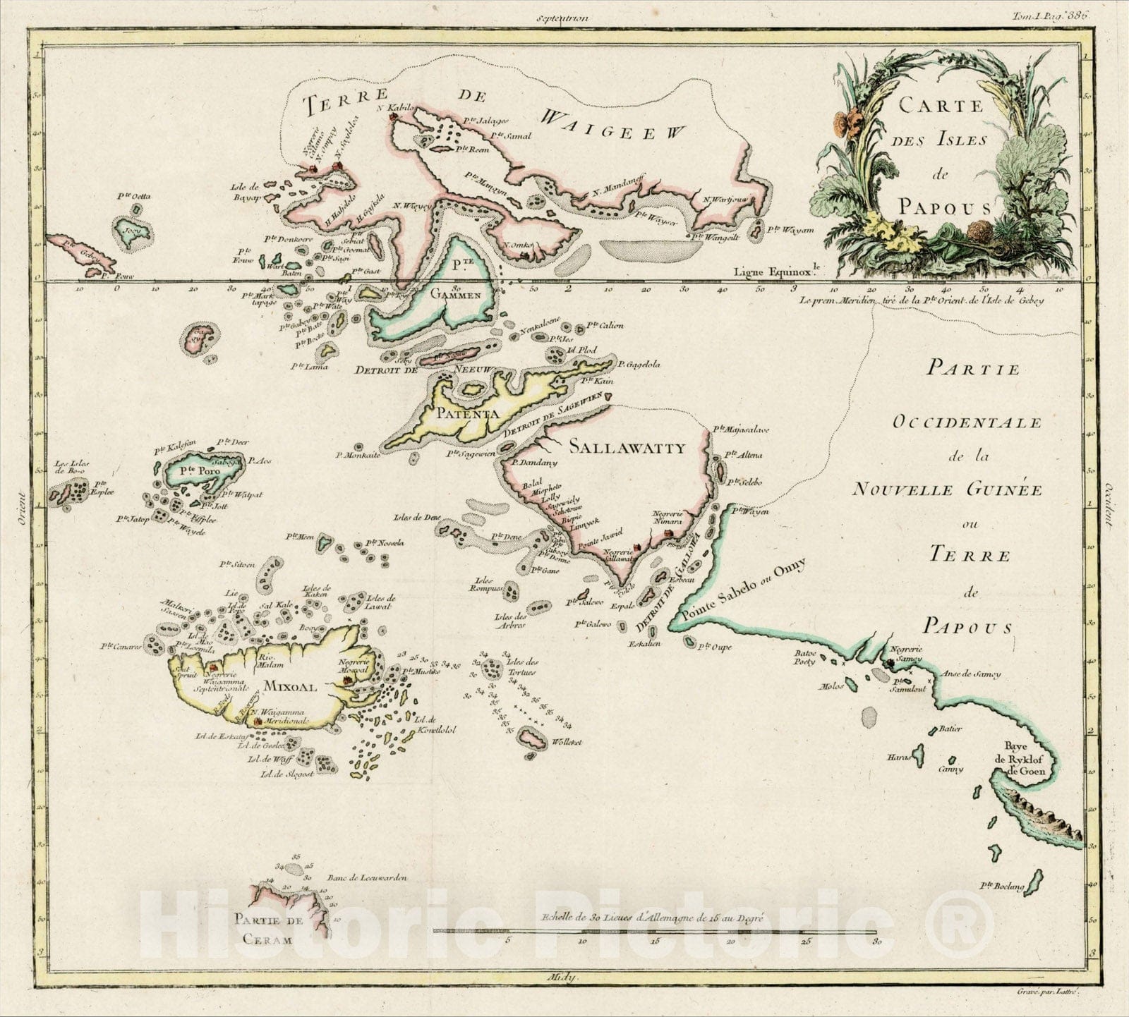 Historic Map : Carte des Isles de Papous, c1750, v2, Vintage Wall Art