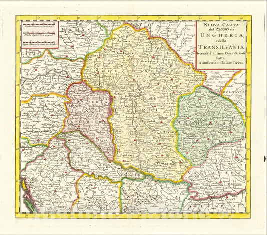 Historic Map : Nuova Carta del Regno di Ungheria e della Transilvania secondo l'ultime Osservazioni, 1740, Issac Tirion, Vintage Wall Art