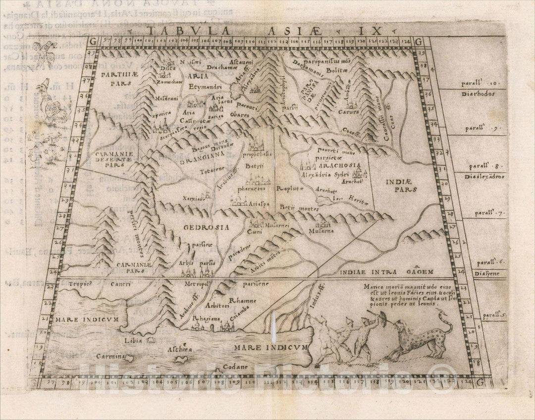 Historic Map : [Pakistan, Northwestern India] Tabula Asiae IX, 1548, Giacomo Gastaldi, Vintage Wall Art