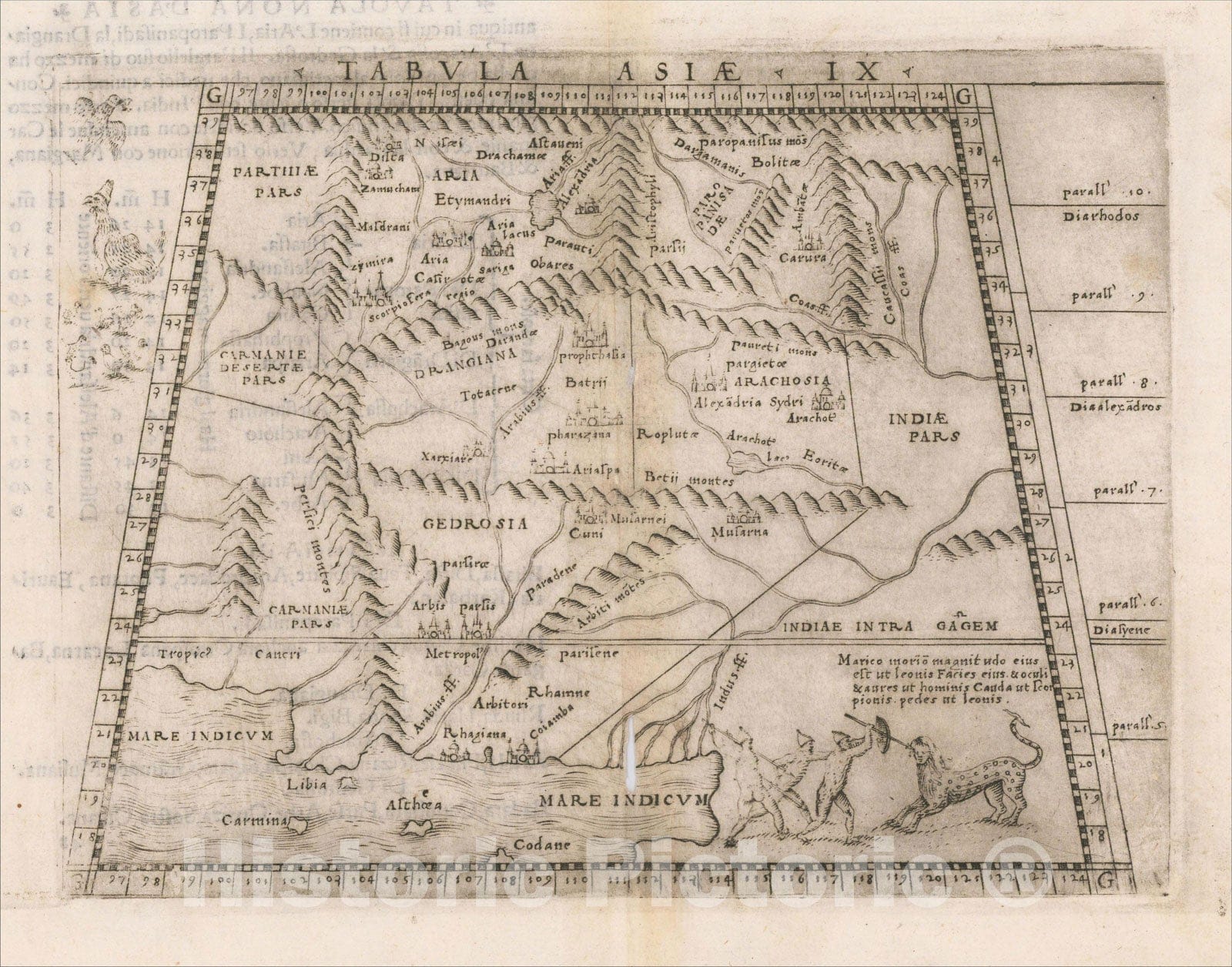 Historic Map : [Pakistan, Northwestern India] Tabula Asiae IX, 1548, Giacomo Gastaldi, Vintage Wall Art