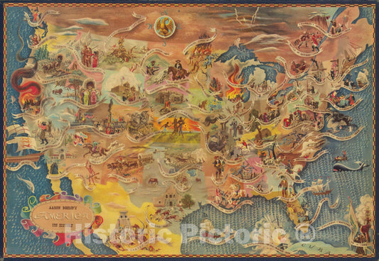 Historic Map : Aaron Bohrod's America Its History, 1946, Aaron Bohrod, Vintage Wall Art