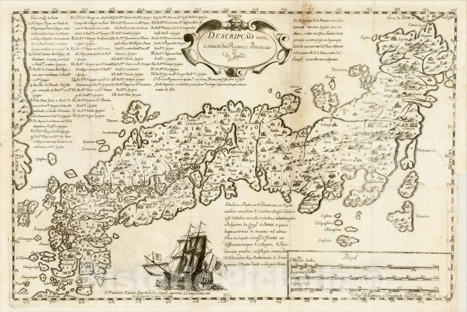Historic Map : Descripcao nova, e exacta dos Reynos, e Provincias do Japao, 0, Miguel Le Bouteux, v1, Vintage Wall Art