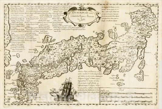 Historic Map : Descripcao nova, e exacta dos Reynos, e Provincias do Japao, 0, Miguel Le Bouteux, v1, Vintage Wall Art