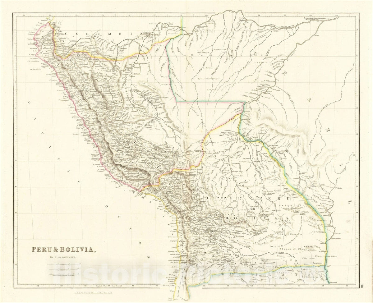 Historic Map : Peru and Boliva, By J. Arrowsmith, 1834, John Arrowsmith, Vintage Wall Art
