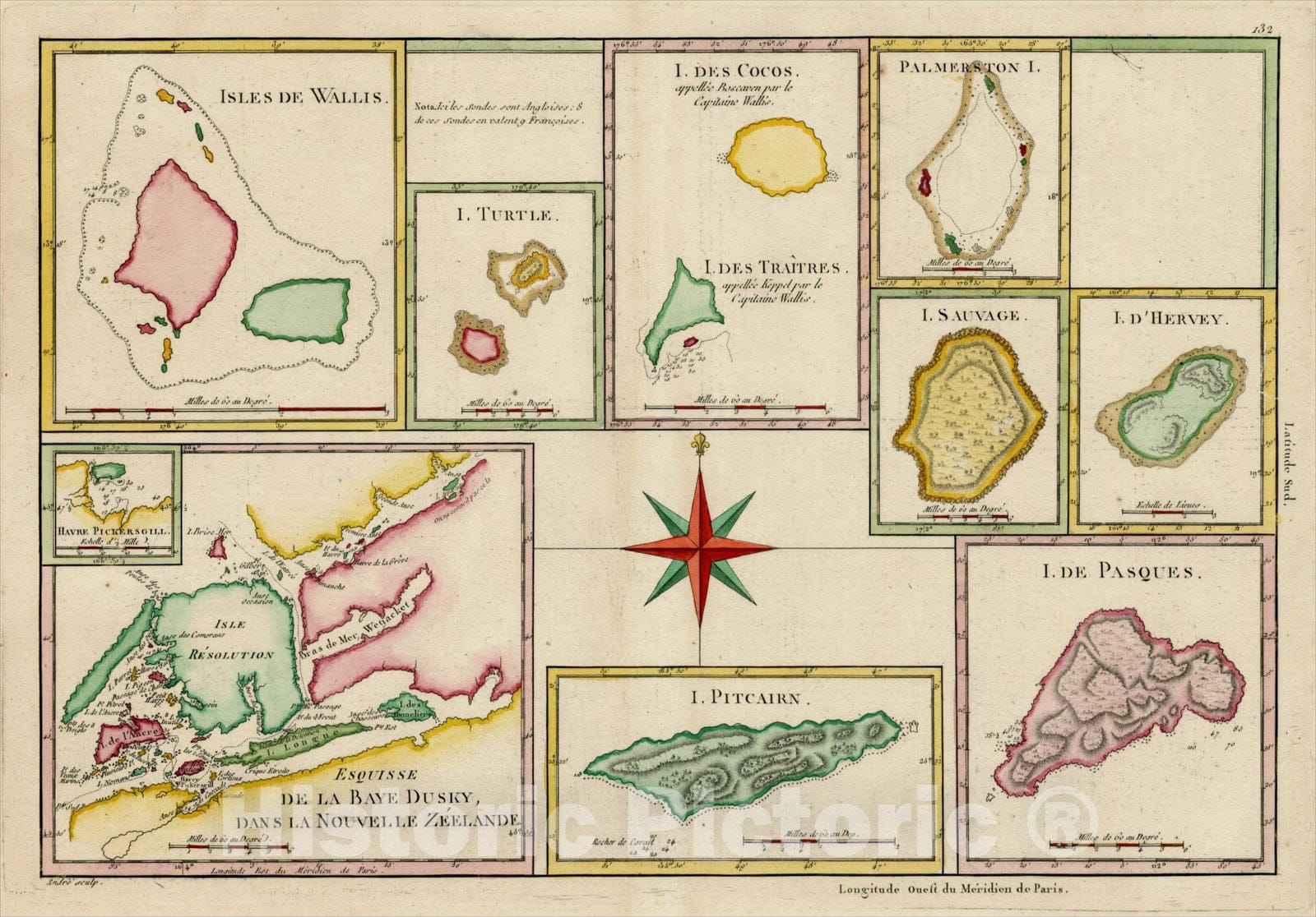 Historic Map : Esquisse de la Bay Dusky, Dans La Nouvelle Zeelande, 1787, Rigobert Bonne, Vintage Wall Art