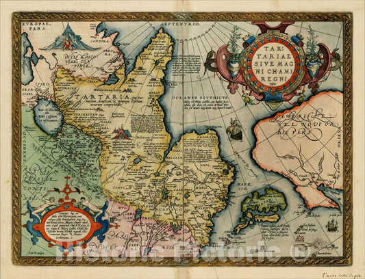Historic Map : Tartariae Sive Magni Chami Regni typus, 1601, Abraham Ortelius, Vintage Wall Art