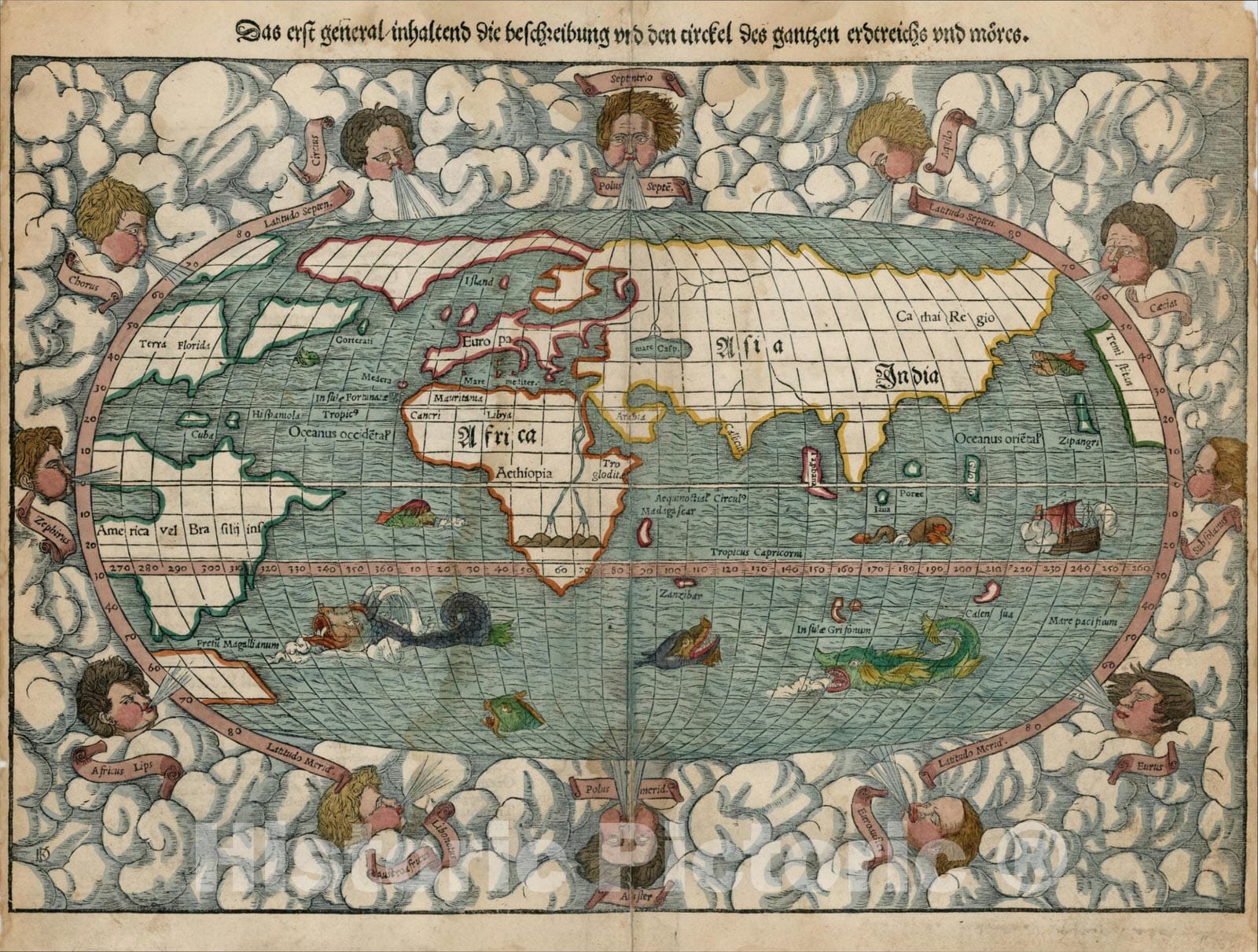 Historic Map : Das Erst General, inhaltend die beschreibung, [Modern World], 1550, , Vintage Wall Art