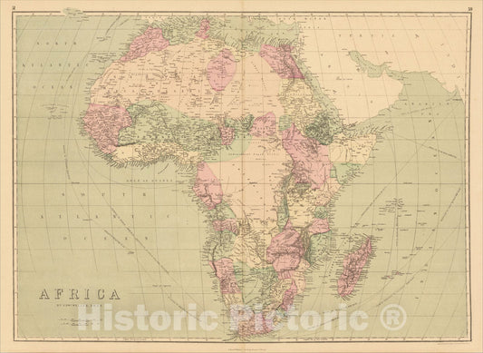 Historic Map : Africa, 1873, J. David Williams, Vintage Wall Art