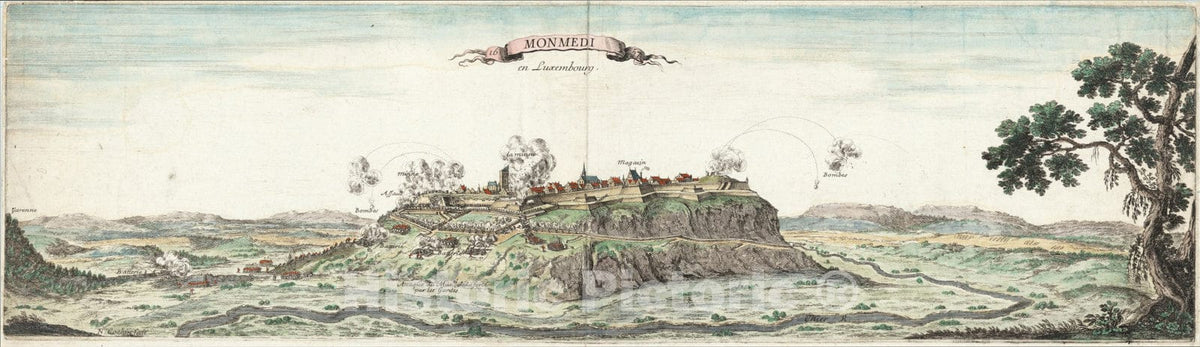 Historic Map : Monmedi en Luxembourg, c1657, Anonymous, Vintage Wall Art
