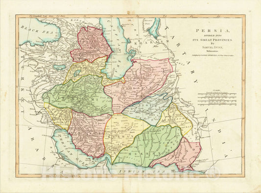 Historic Map : Persia Divided into its Great Provinces, 1794, Samuel Dunn, Vintage Wall Art