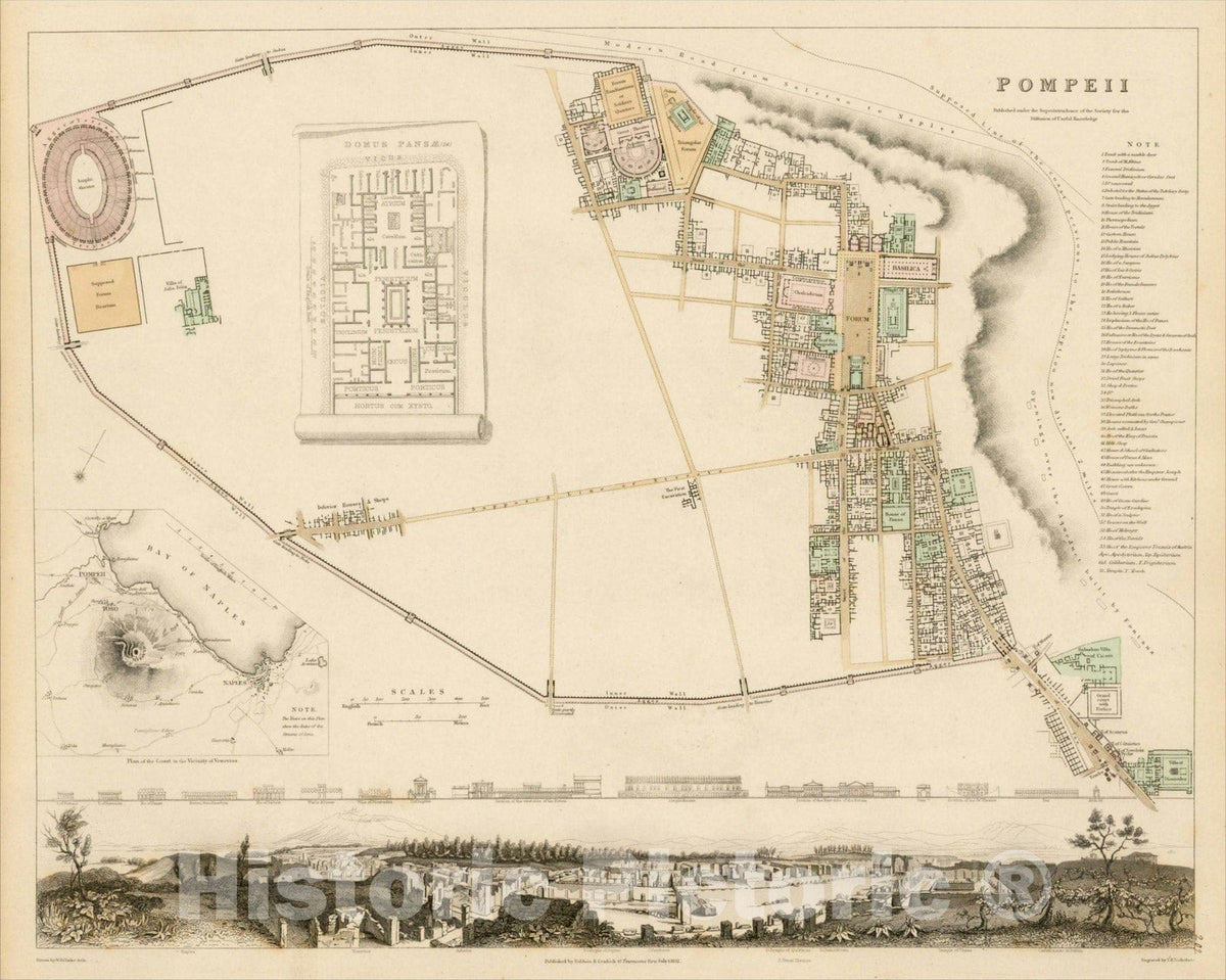 Historic Map : Pompeii, 1832, Society for the Diffusion of Useful Knowledge, v2, Vintage Wall Art