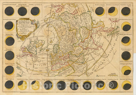 Historic Map : The Geography of the Great Solar Eclipse of July 14 MDCCXLVIII, 1748, , Vintage Wall Art