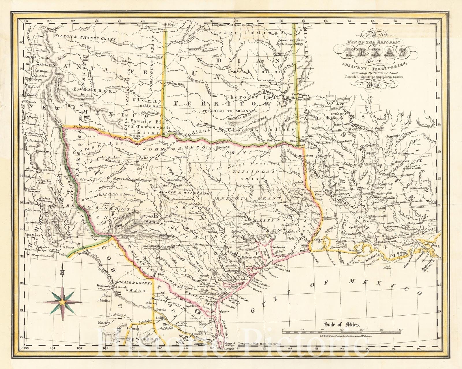 Historic Map : A Map Of The Republic Of Texas And The Adjacent Territories, 1841, C.E. Cheffins, Vintage Wall Art