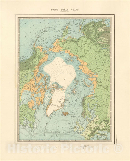 Historic Map : North Polar Chart, c1900, Alexander Keith Johnston, Vintage Wall Art