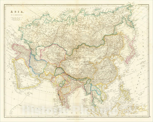 Historic Map : Asia, 1842, John Arrowsmith, Vintage Wall Art