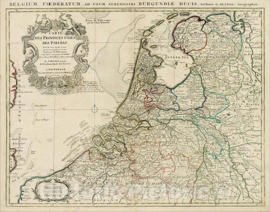 Historic Map : Carte des Provinces Unies Des Pays Bas, c1720, , Vintage Wall Art