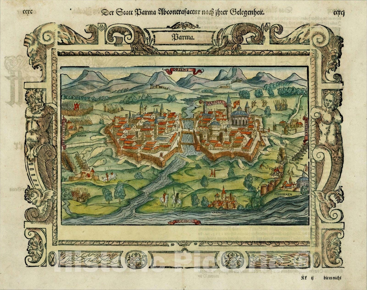 Historic Map : Parma, c1570, Sebastian M?nster, Vintage Wall Art