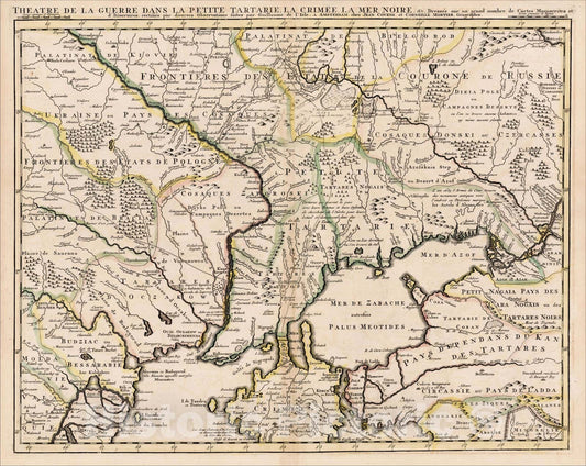 Historic Map : Theatre de la Guerre Dans La Petite Tartarie La Crimee La Mer Noire, c1740, , Vintage Wall Art
