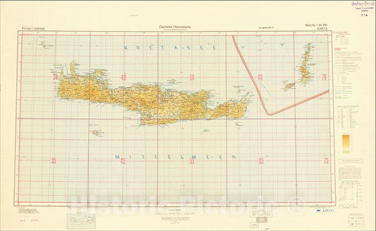Historic Map : (Crete), 1941, , Vintage Wall Art