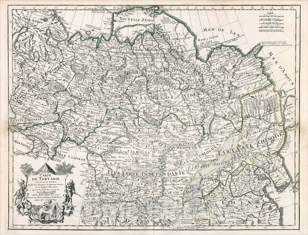 Historic Map : Carte De Tartarie dressee sur les Relations, 176, 1706, Guillaume De L'Isle, Vintage Wall Art
