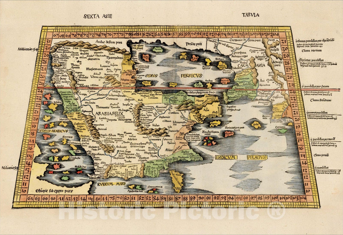 Historic Map : Sexta Asie Tabula, 1513, , Vintage Wall Art