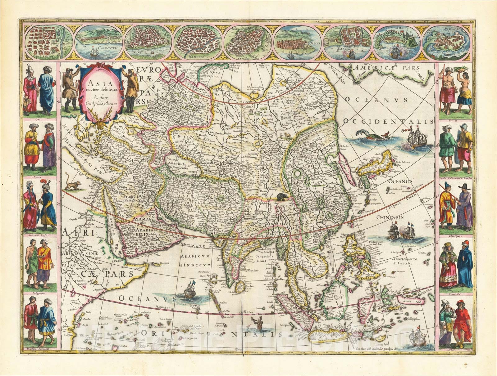Historic Map : Asia Noviter Delineata, c1650, Willem Janszoon Blaeu, Vintage Wall Art