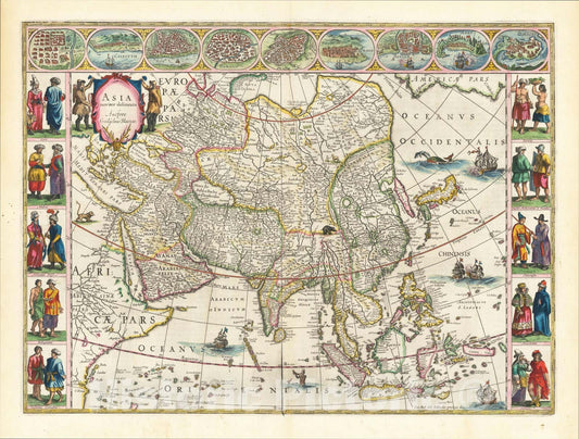 Historic Map : Asia Noviter Delineata, c1650, Willem Janszoon Blaeu, Vintage Wall Art