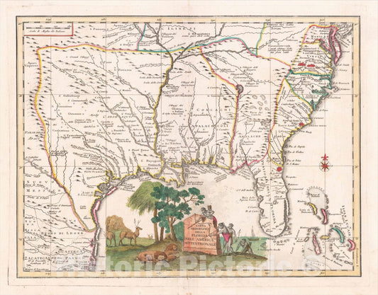 Historic Map : Carta Geografica Della Florida Nell America Settentrionale, 1740, Giambattista Albrizzi, Vintage Wall Art