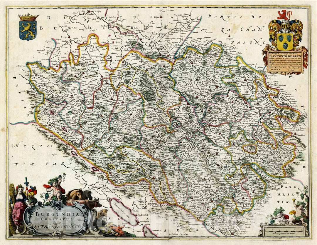 Historic Map : Burgundia Comitatus Vulgo La France Compte, c1688, , Vintage Wall Art