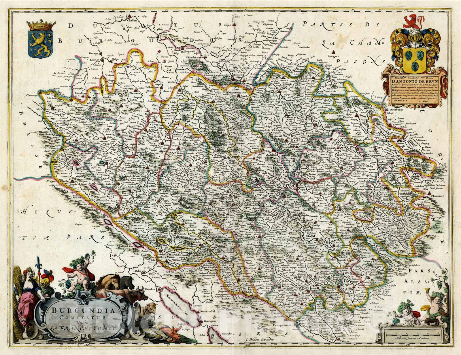 Historic Map : Burgundia Comitatus Vulgo La France Compte, c1688, , Vintage Wall Art