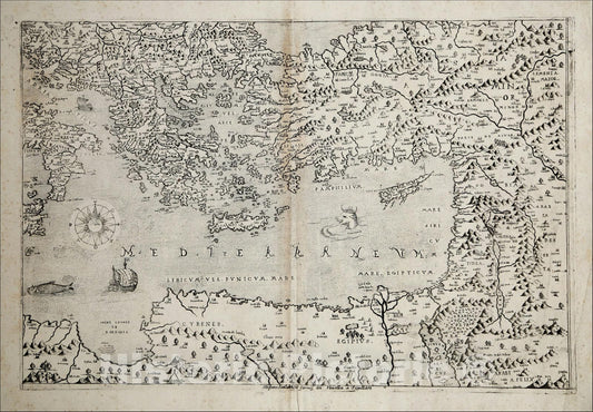 Historic Map : [Eastern Mediterranean], c1570, Stefano Scolari, Vintage Wall Art