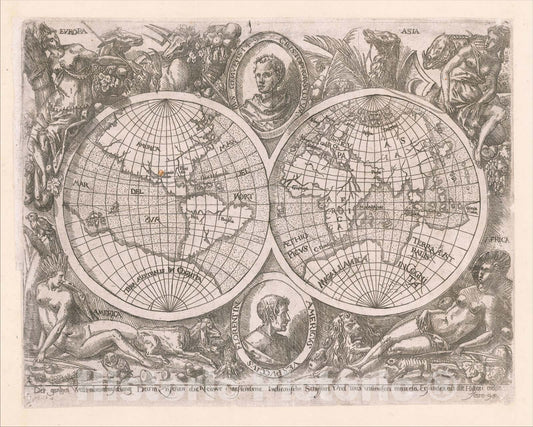 Historic Map : [World], 1598, Adam Elsheimer, Vintage Wall Art