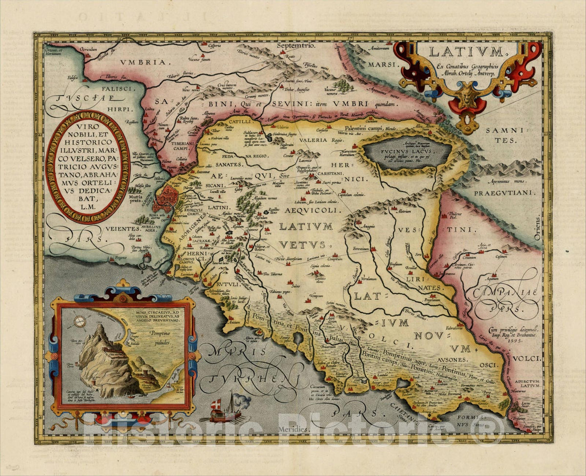 Historic Map : Latium. Ex Contaibus Geographicis Abrah. Ortelij Antverp., 1609, , Vintage Wall Art